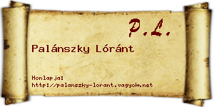 Palánszky Lóránt névjegykártya